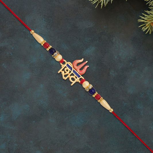 Shiv Trishul Rakhi With Beads – Buy Designer Rakhi Online - Catalyst Mart