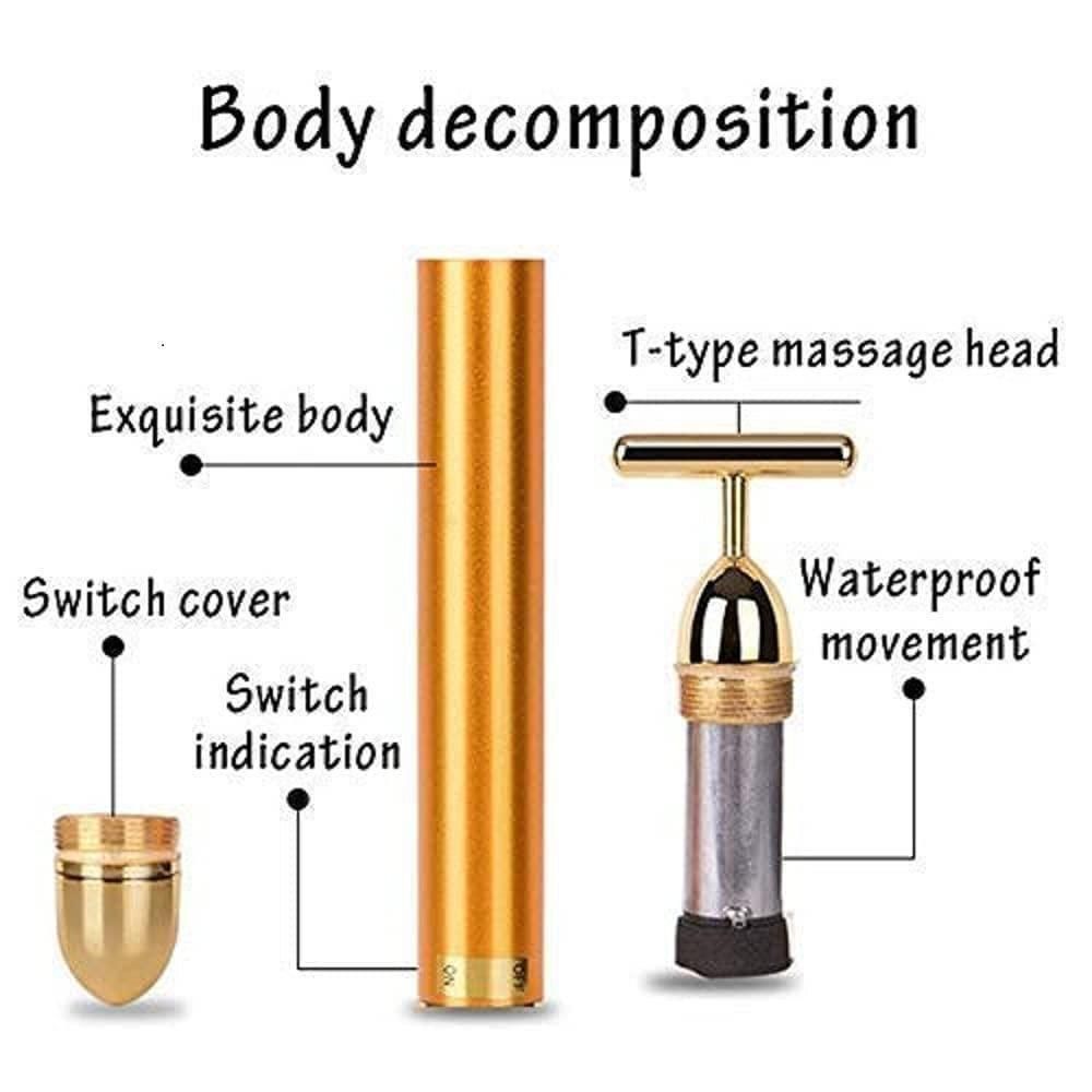 24K Gold Energy Beauty Bar | Electric Facial Massage Roller for Face & Neck