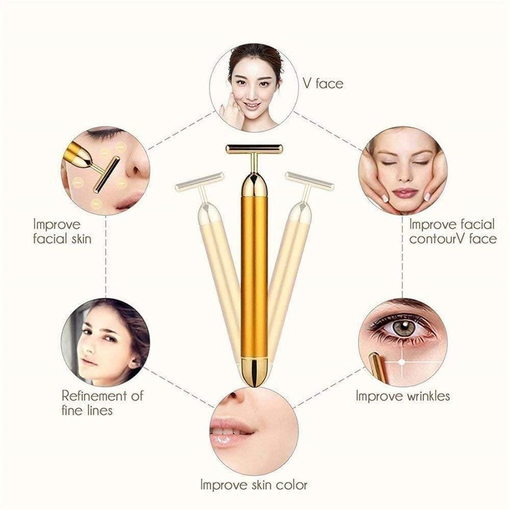 24K Gold Energy Beauty Bar | Electric Facial Massage Roller for Face & Neck