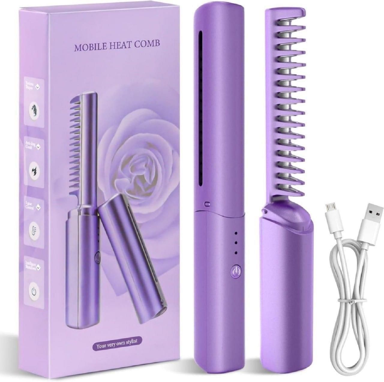 Meneflix Portable Mini Hair Straightener Cordless Rechargeable Mini Adjustable Hair Straightener Hot Comb - Catalyst Mart