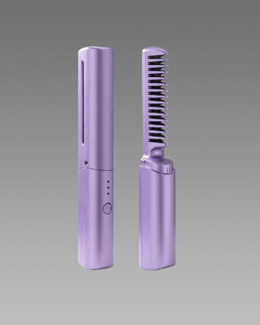 Meneflix Portable Mini Hair Straightener Cordless Rechargeable Mini Adjustable Hair Straightener Hot Comb - Catalyst Mart