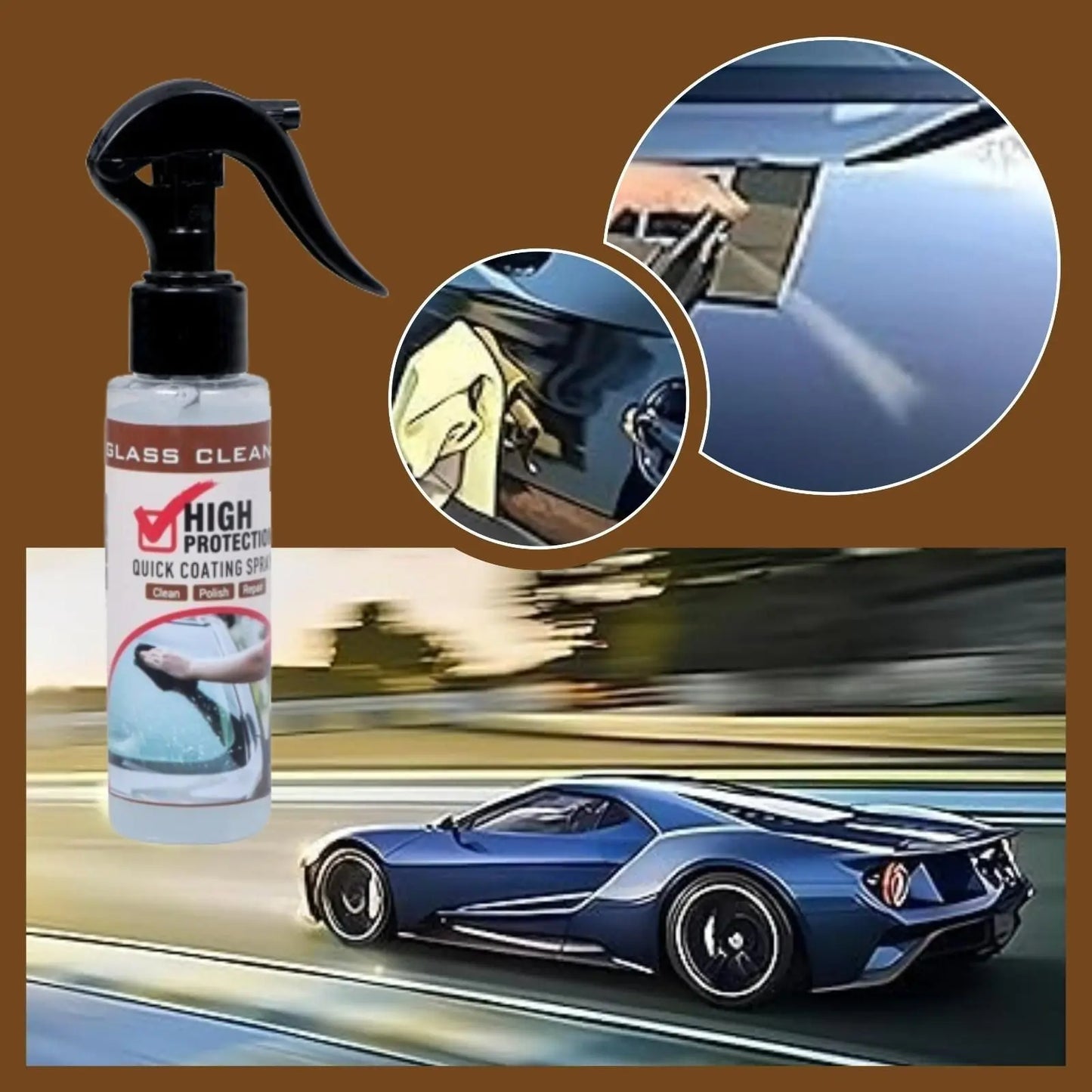 High Protection Glass Cleaner Spray – 100ml Quick Coating & Polish for Car Windows & Mirrors - Catalyst Mart