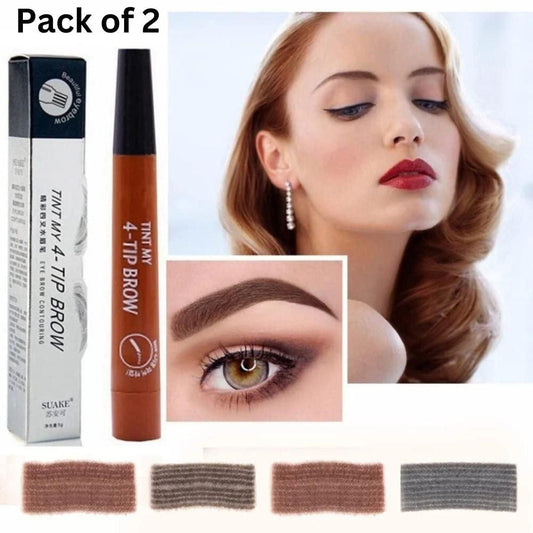 Waterproof 4 Points Microblading Eyebrow Pen with a Micro-Fork Tip Applicator (Pack of 2) - Catalyst Mart