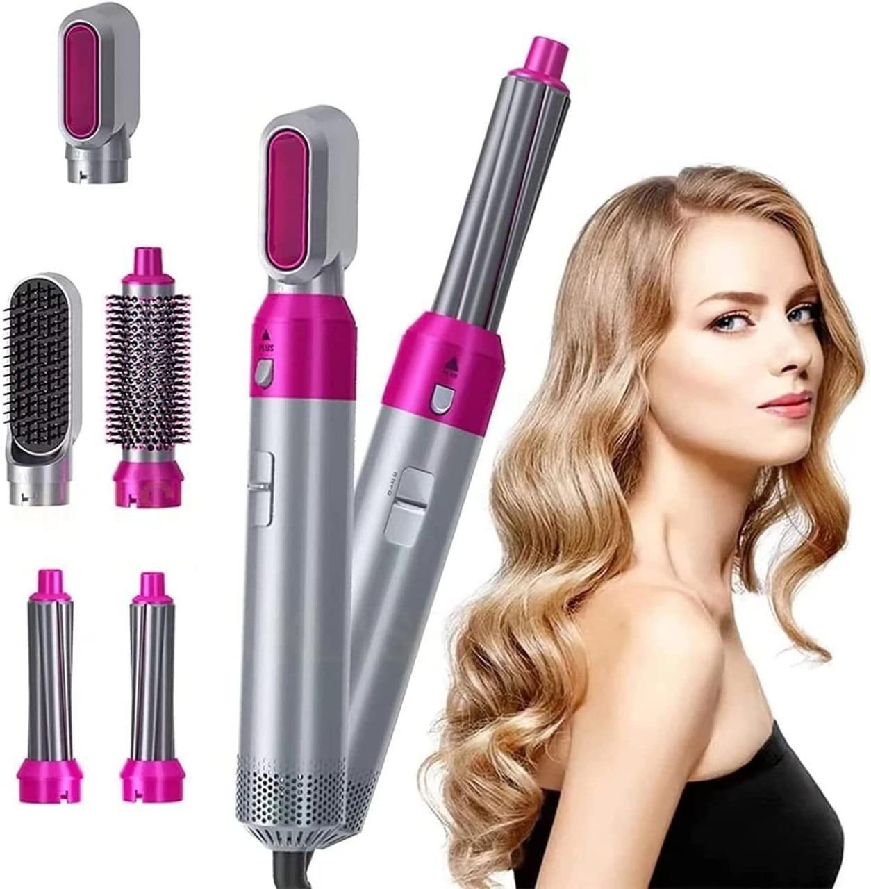 5 in 1 Multifunctional Hair Dryer Styling Tool, Detachable 5-in-1 Multi-Head Hot Air Comb, The Negative Ion Automatic Suction Hair Curler - Catalyst Mart