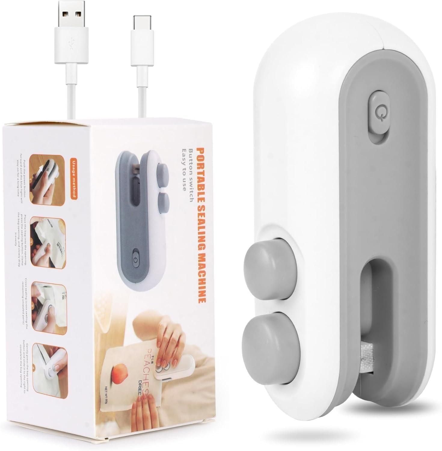 Portable Mini Sealing Machine 2 in 1 USB Rechargeable Magnetic Bag Sealer Heat Seal with Cutter - Catalyst Mart