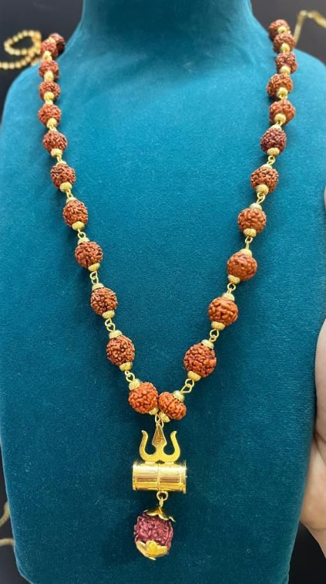 Shiv Trishul Pendant with Rudraksha Chain – Silver Plated Spiritual Mala for Men - Catalyst Mart