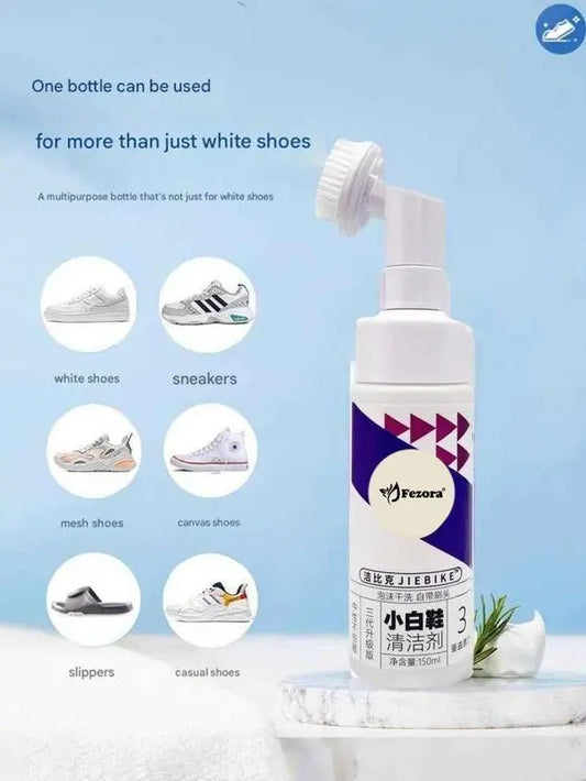 Fezora Sports & Sneaker Cleaner Kit – 150ml Shoe Cleaning Foam with Built-in Scrub Brush (Pack of 1) - Catalyst Mart