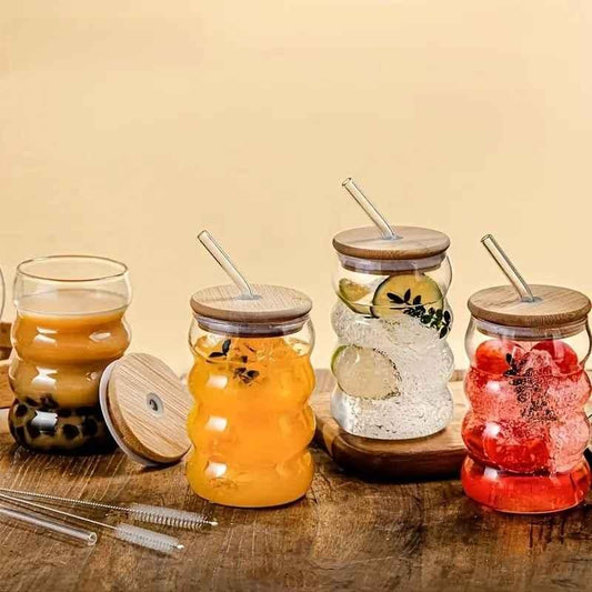 Wave Shape Glass with wood cap (Pack of 1) - Catalyst Mart