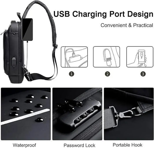 Gen Z Smart Anti-Theft Sling Bag with USB Charging, Password Lock & Waterproof Design (Unisex) - Catalyst Mart