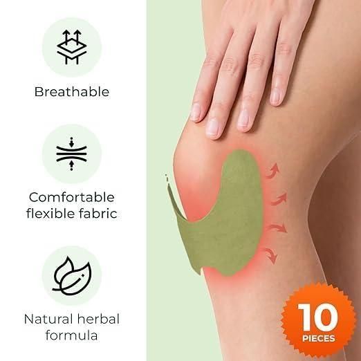Knee Pain Relief Patches | Self-Heating Moxa Therapy for Arthritis, Joint & Muscle Pain | Packs of 10, 20, 30