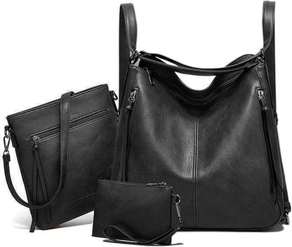 3-Pcs Black Handbags Set for Women - Catalyst Mart
