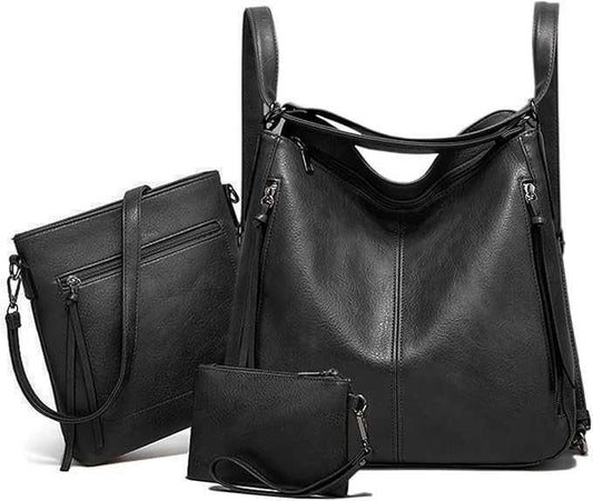 3-Pcs Black Handbags Set for Women - Catalyst Mart