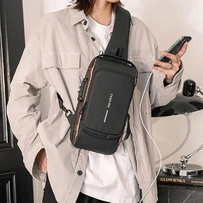 Gen Z Smart Anti-Theft Sling Bag with USB Charging, Password Lock & Waterproof Design (Unisex) - Catalyst Mart