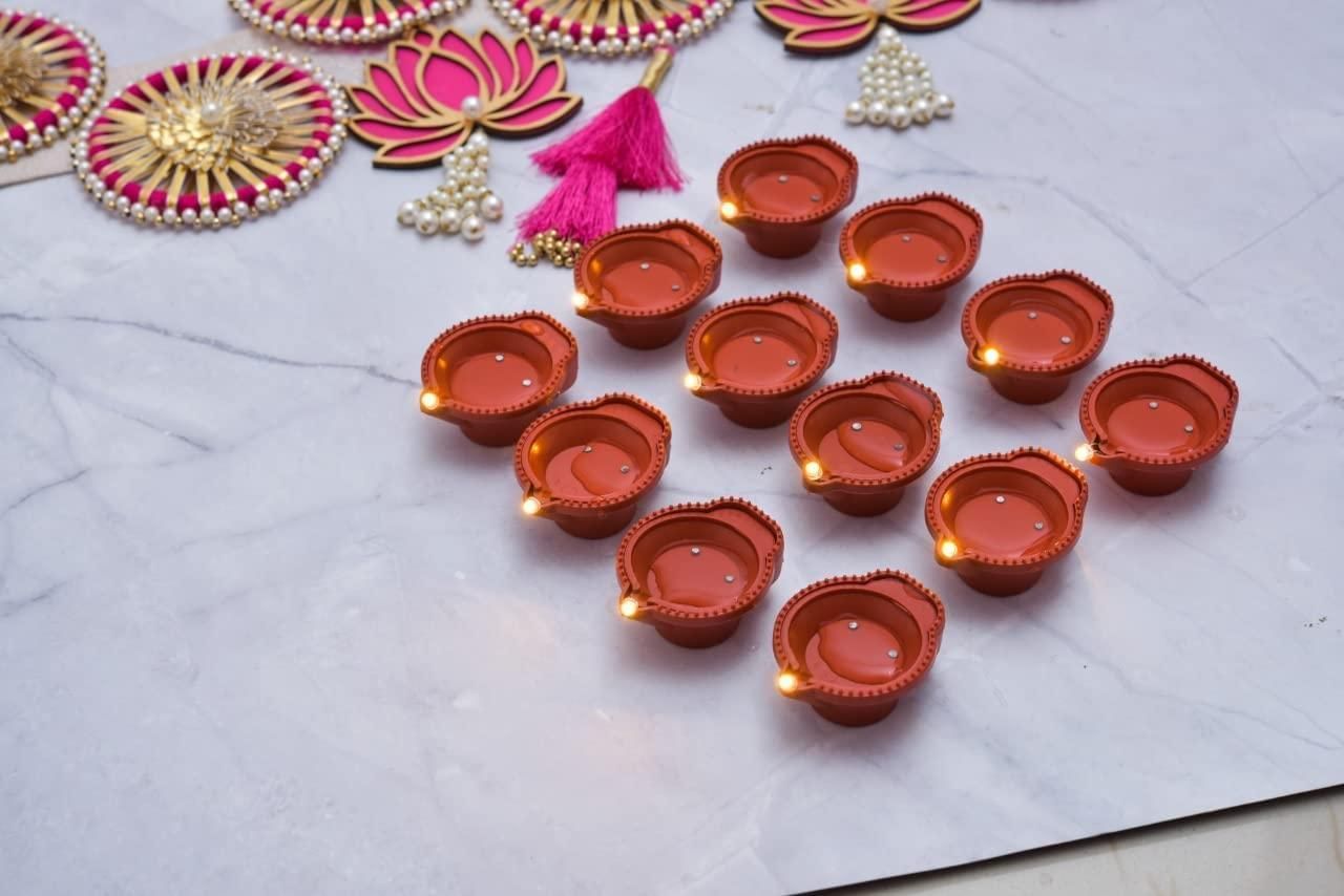 LED Water Sensor Diyas | Decorative Ambient Lights (Pack of 6/12/18/24)
