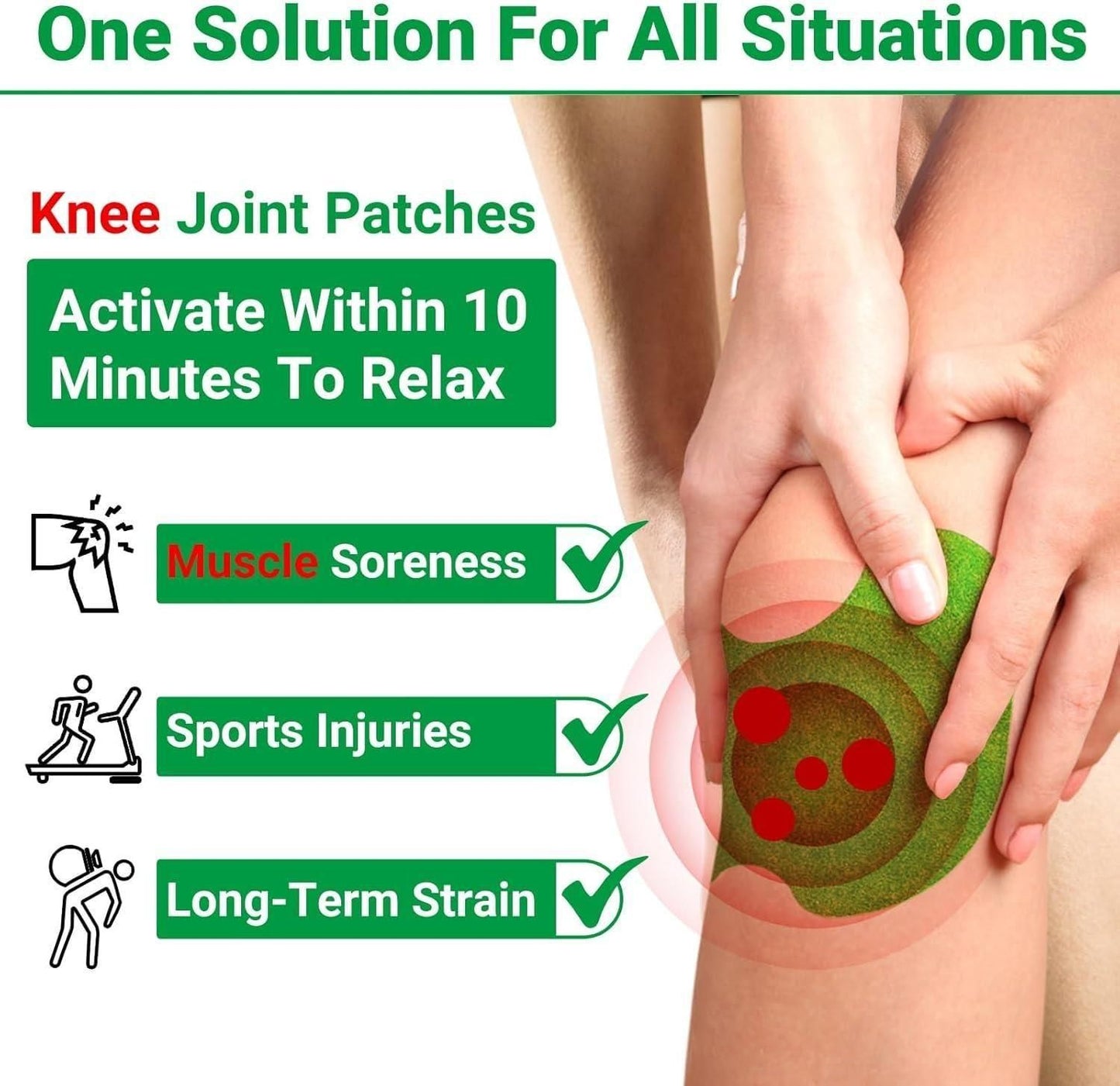 Knee Pain Relief Patches | Self-Heating Moxa Therapy for Arthritis, Joint & Muscle Pain | Packs of 10, 20, 30