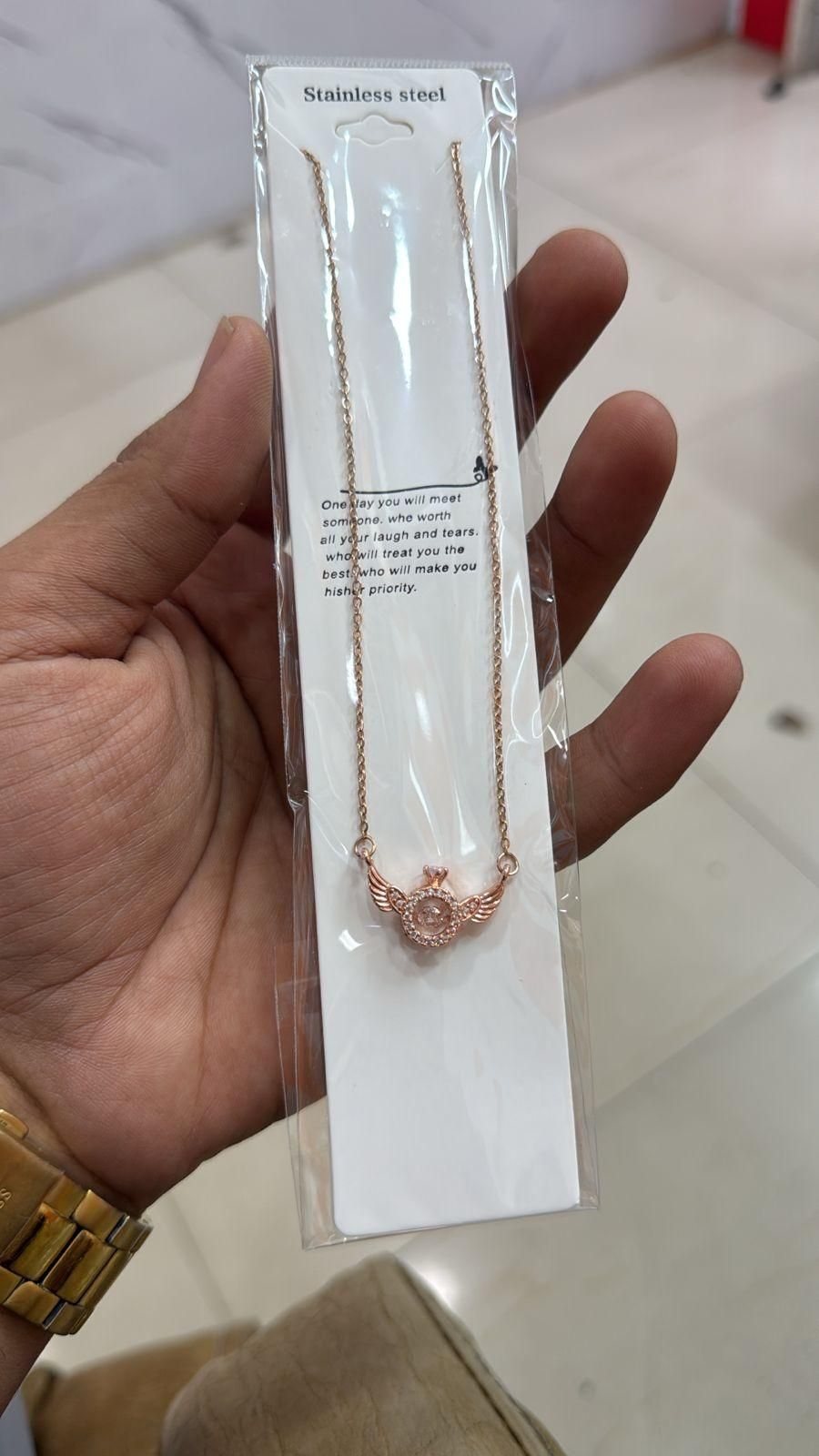 Rose Gold Angel Wings Pendant Chain - Catalyst Mart