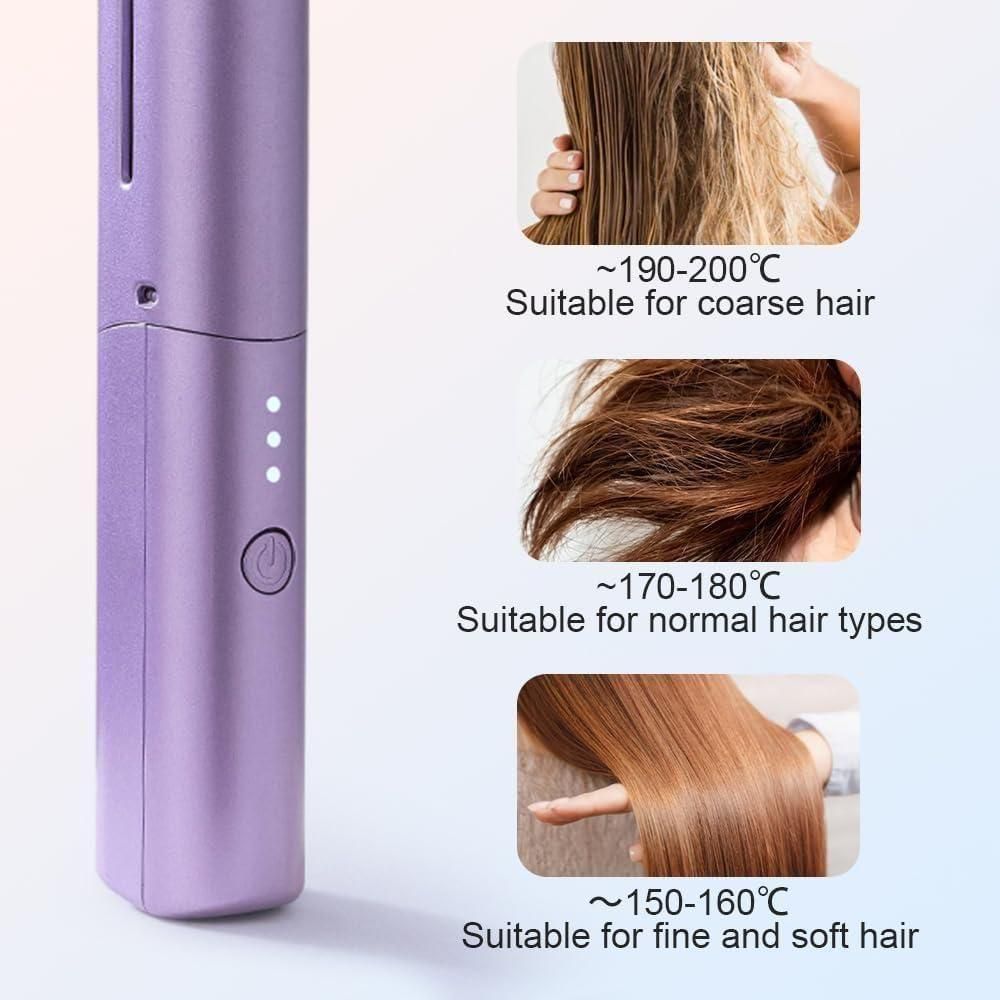 Meneflix Portable Mini Hair Straightener Cordless Rechargeable Mini Adjustable Hair Straightener Hot Comb - Catalyst Mart