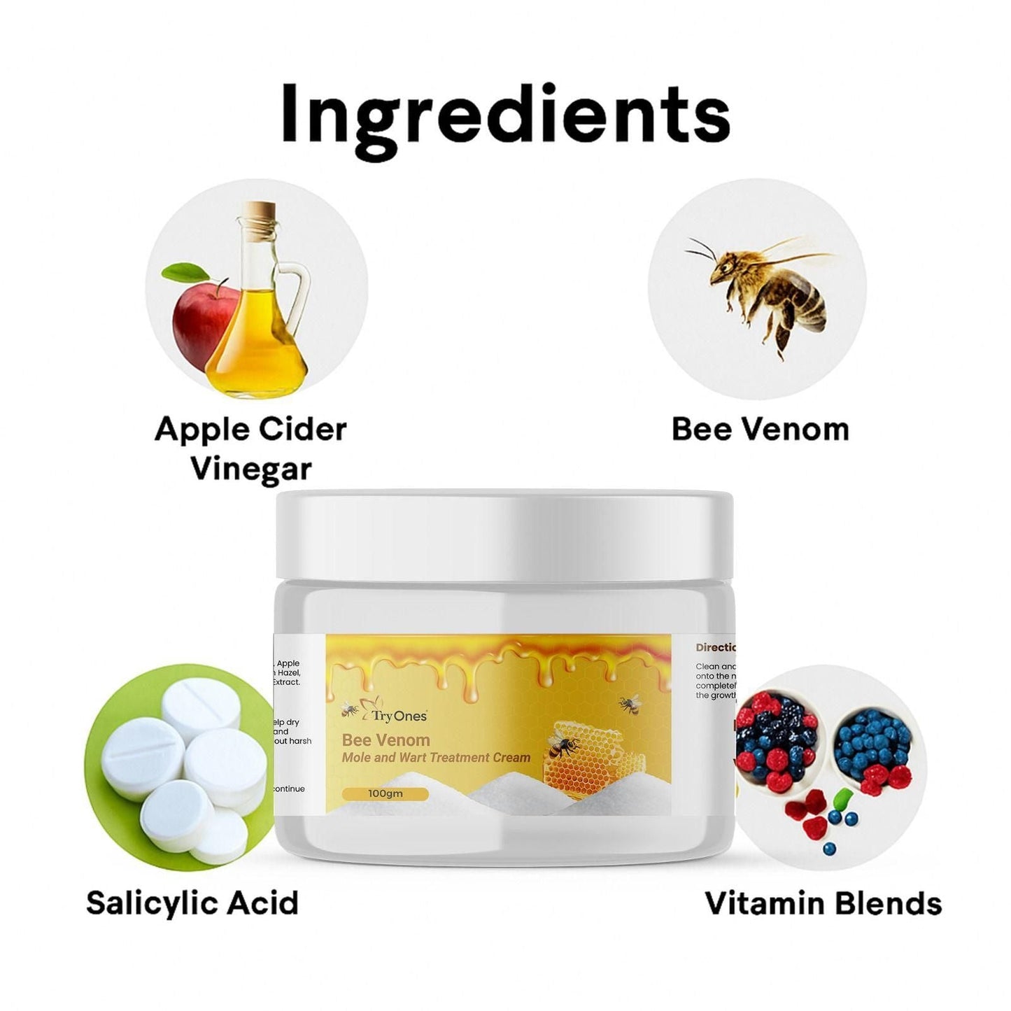 Bee Venom Mole and Wart Treatment Cream 100 gm Pack of 1 - Catalyst Mart