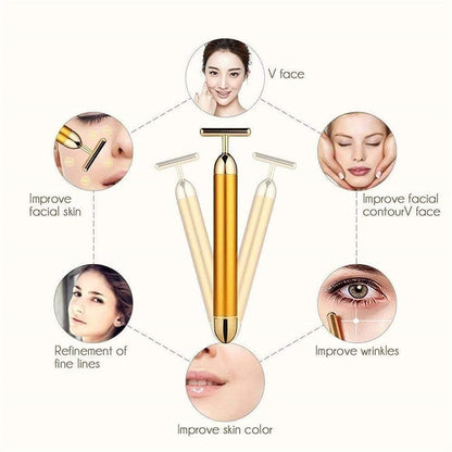 24K Gold Energy Beauty Bar | Electric Facial Massage Roller for Face & Neck