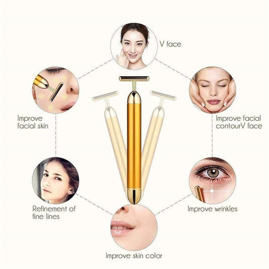 24K Gold Energy Beauty Bar | Electric Facial Massage Roller for Face & Neck