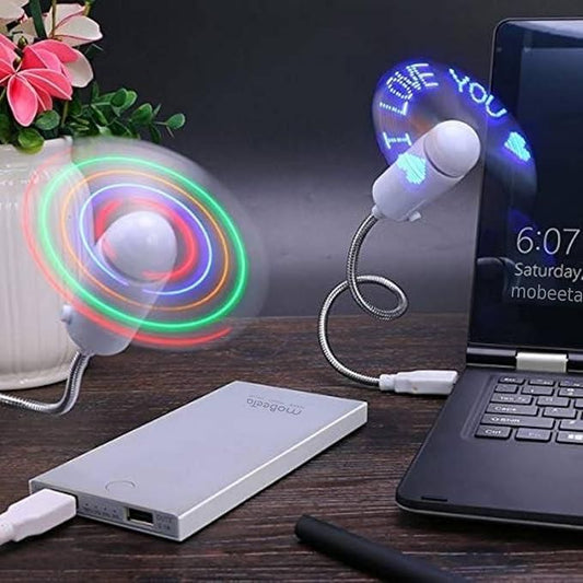 USB LED Fan with Programmable CD Customized Message - Catalyst Mart