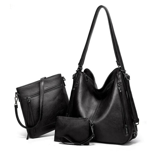 3-Pcs Black Handbags Set for Women - Catalyst Mart