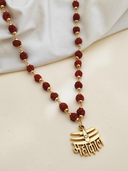 Shiv Trishul Pendant with Rudraksha Chain – Silver Plated Spiritual Mala for Men - Catalyst Mart