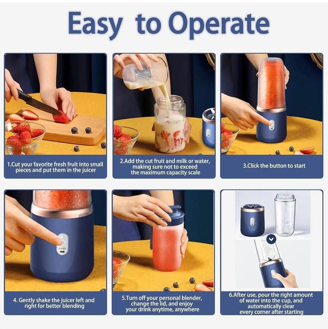 Small Portable Juicer Blender – Rechargeable USB Mini Mixer for Travel & Home (Pack of 1) - Catalyst Mart