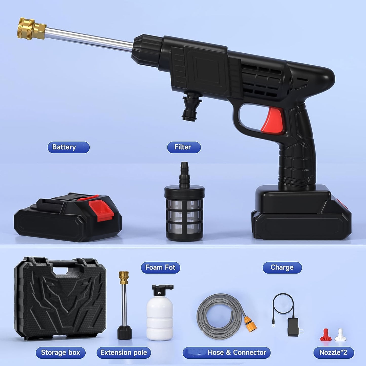 48V Cordless High-Pressure Car Washer Gun – Portable Water Spray Cleaning Kit - Catalyst Mart