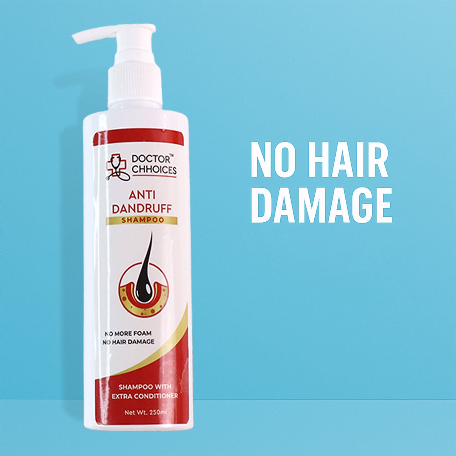 Doctor Chhoices Anti-Dandruff Shampoo with Extra Conditioner – No Foam, No Hair Damage, 250ml - Catalyst Mart