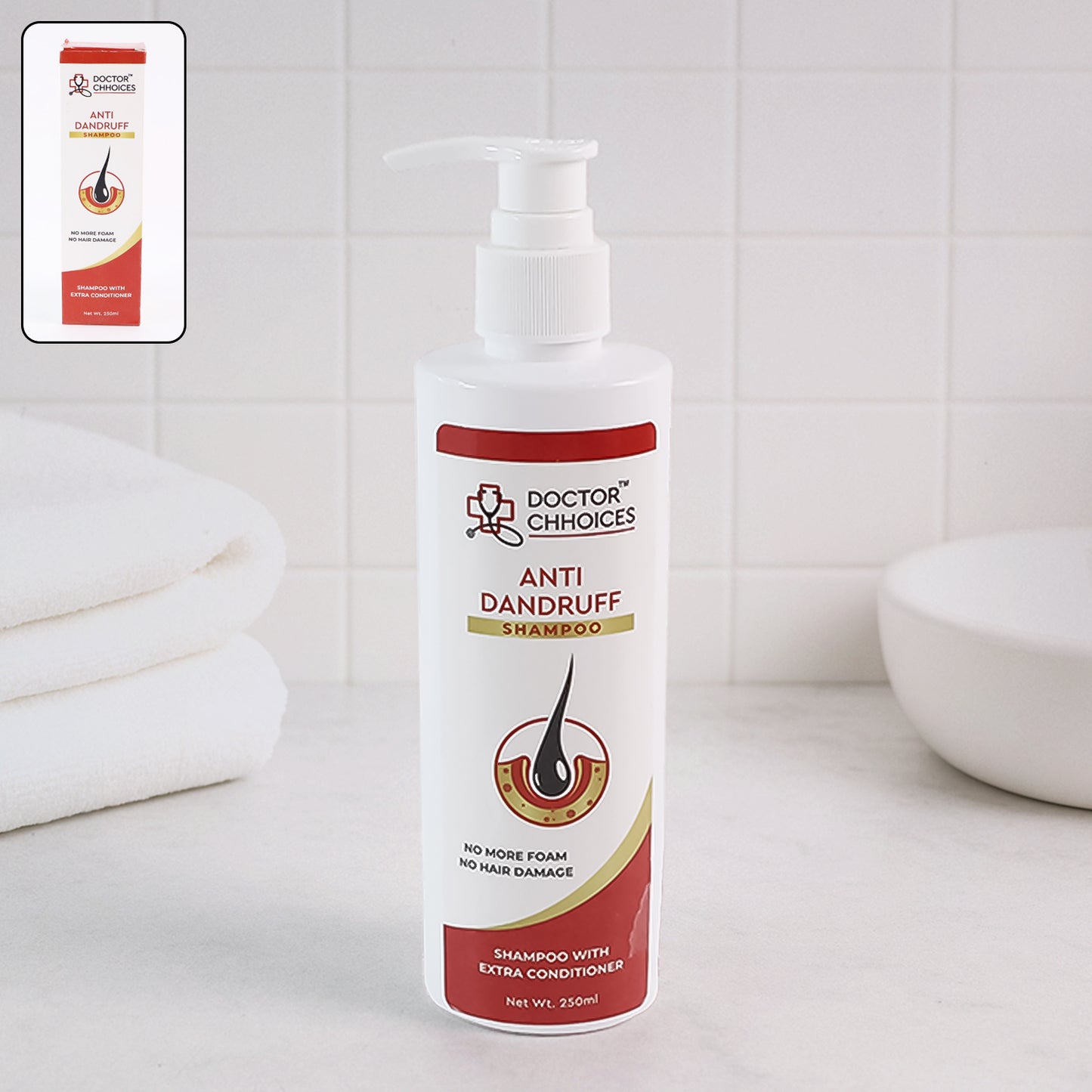 Doctor Chhoices Anti-Dandruff Shampoo with Extra Conditioner – No Foam, No Hair Damage, 250ml - Catalyst Mart