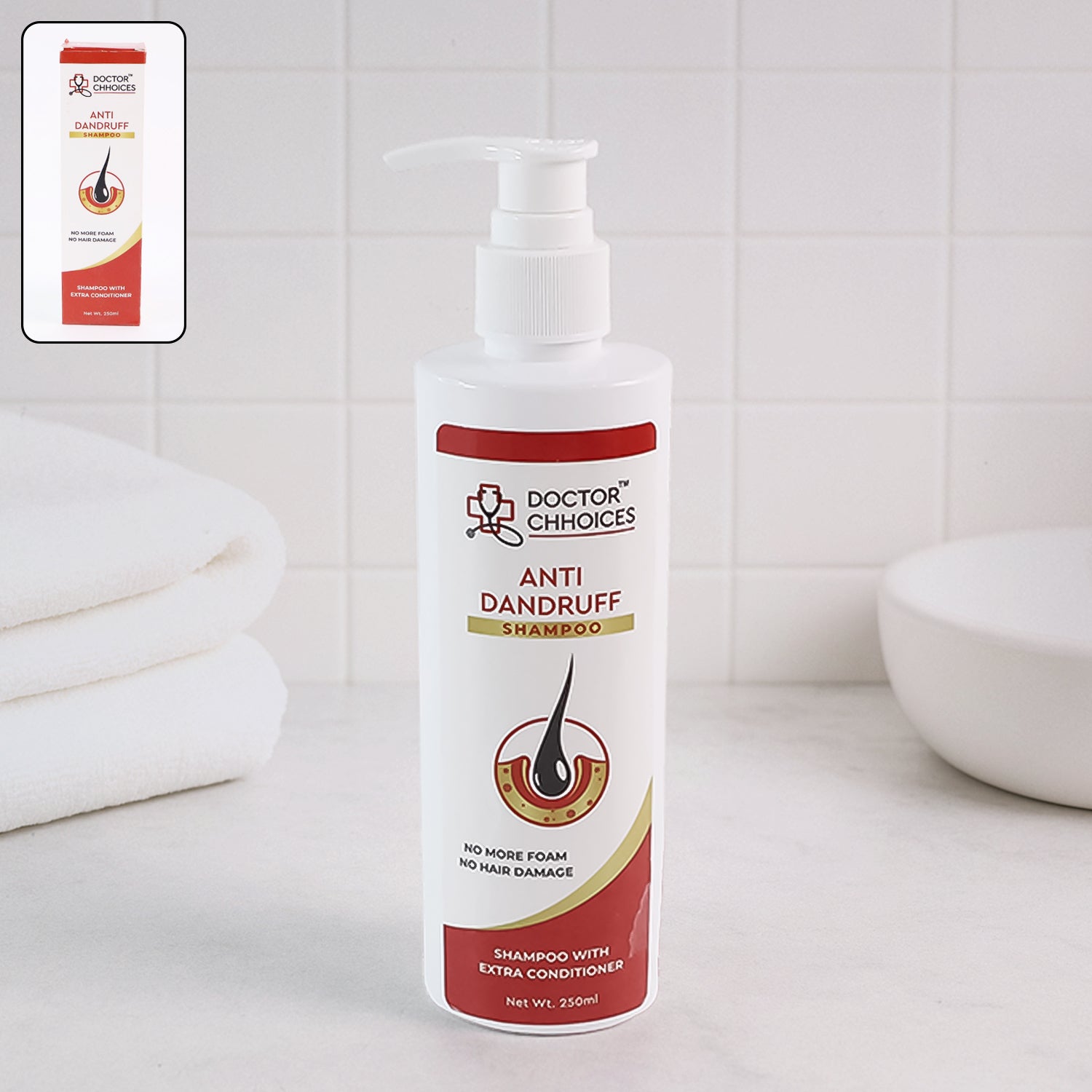 Doctor Chhoices Anti-Dandruff Shampoo with Extra Conditioner – No Foam, No Hair Damage, 250ml - Catalyst Mart