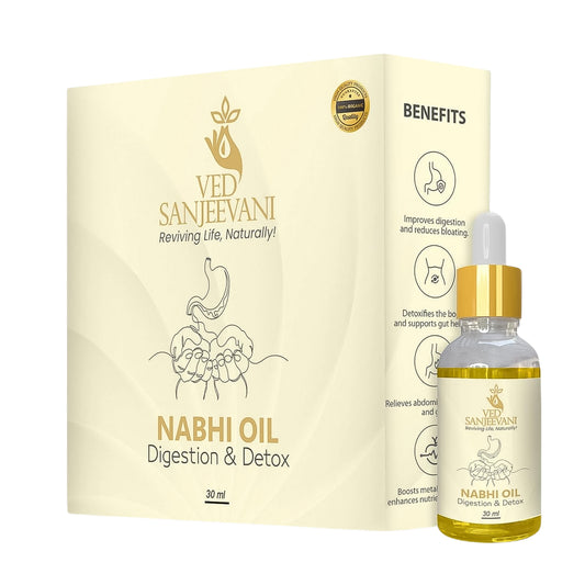 Ved Sanjeevani Ayurvedic Nabhi Oil – 30ml | Belly Button Oil for Digestion, Bloating Relief & Detox with Dropper - Catalyst Mart