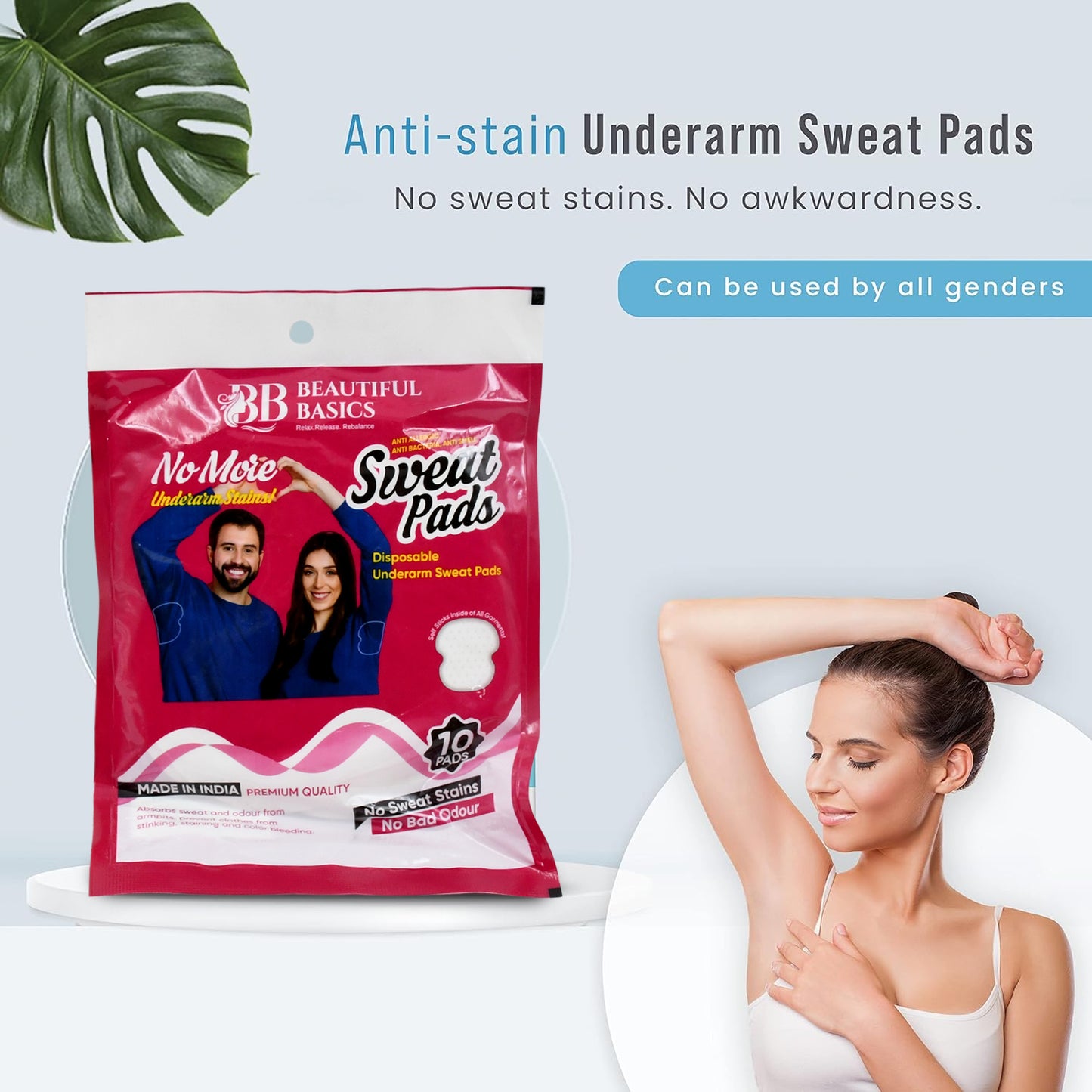 Underarm Sweat Pads (Pack of 10) – Disposable, Cotton, Anti-Sweat, Anti-Odour for Men & Women - Catalyst Mart